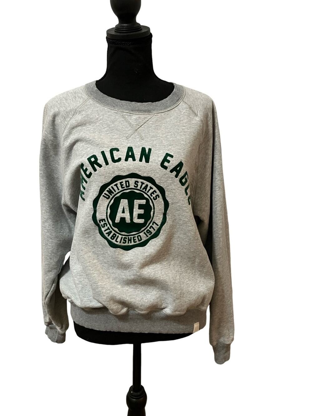 American Eagle Outfitters Gray & Green Graphic Sweatshirt Size M